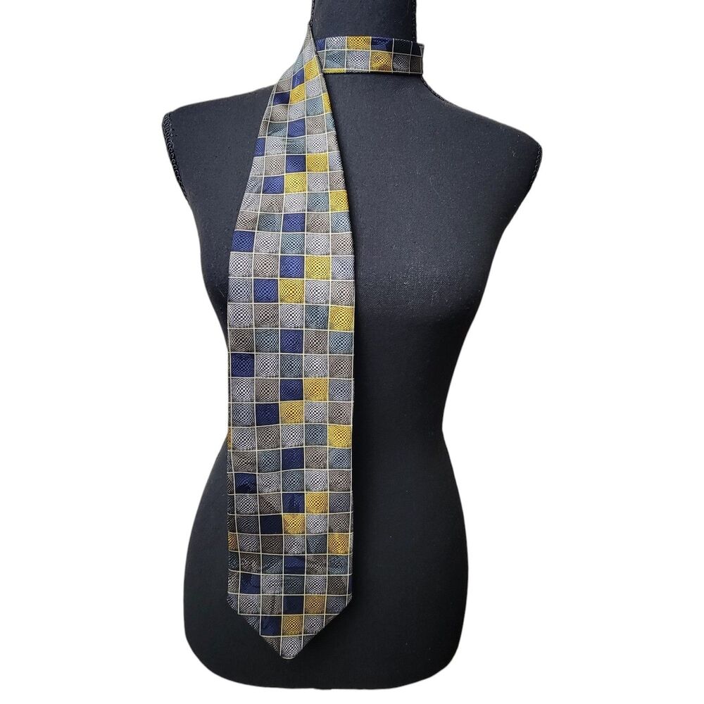 Vintage Luciano Gatti Tie 100% Silk Men's Geometric Cube Pattern Art Deco Artsy